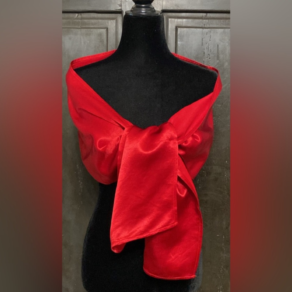 Christie of CA rayon silky red scarf- one size